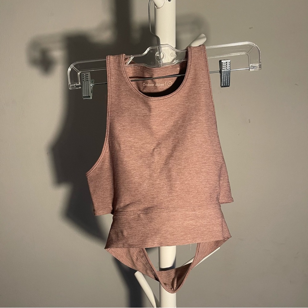 Outdoor Voices Slashback Crop Top in Rose Pink